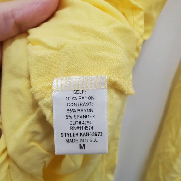 Pleione Women's Yellow Super Soft Faux Button Front Roll Tab Sleeve Top USA Sz M - Picture 4 of 5